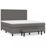 Cumpara ieftin Pat box spring cu saltea, gri, 160x200 cm, piele ecologica