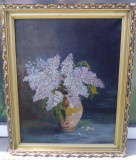 Tablou vechi - ulcica cu flori de liliac - D. Ialomiteanu, Natura statica, Ulei, Impresionism