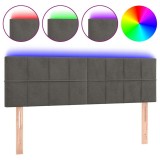 Cumpara ieftin Tablie de pat cu LED, gri inchis, 144x5x78/88 cm, catifea