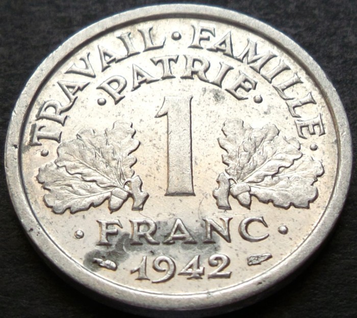 Moneda istorica 1 FRANC - FRANTA, anul 1942 * cod 3143
