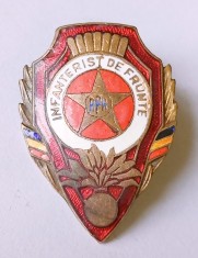 INSIGNA INFANTERIST DE FRUNTE SERIA 18109 INFANTERIE ARMATA MINISTERUL APARARII FRUNTAS ( CITITI DESCRIEREA )