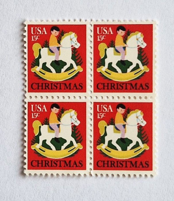 4 timbre SUA Statele Unite bloc de 4 val. MNH 1978 Craciun 15 cents Scott # 1769