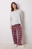 Women&#039;secret longsleeve de pijama MIX AND MATCH PERFECT MATCH femei, culoarea gri, 3278428