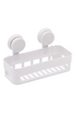 Cumpara ieftin Organizator de baie, plastic alb cu ventuze, 26x11x7 cm