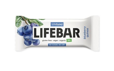 Lifebar baton cu afine si quinoa, raw, bio, 40g foto
