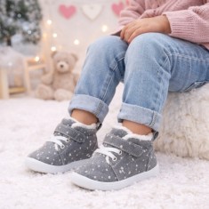 Pantofi imblaniti gri cu picatele albe (Marime Disponibila: Marimea 24)