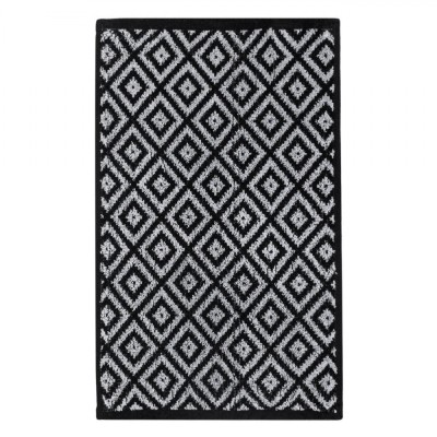 Prosop Bucătărie Waffle, Model Romburi, Negru/Gri, 60x35cm, Absorbție Mare foto