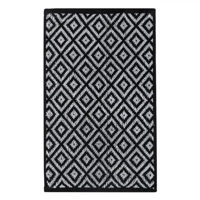 Prosop Bucătărie Waffle, Model Romburi, Negru/Gri, 60x35cm, Absorbție Mare