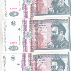 bnk bn Romania 500 lei 1992 unc x3 serii consecutive