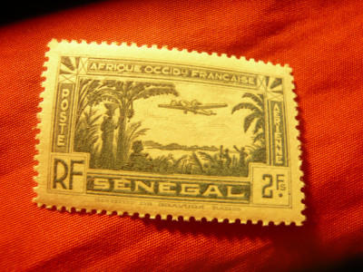 Timbru Senegal colonie franceza 1935 Aviatie , val. 2 fr foto