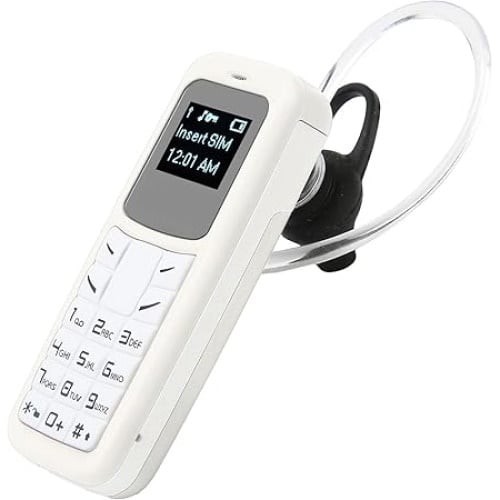 Mini telefon Dual SIM deblocat, ecran de 0, 66 inchi, conexiune Bluetooth, player de muzica, card nano SIM dual, alb