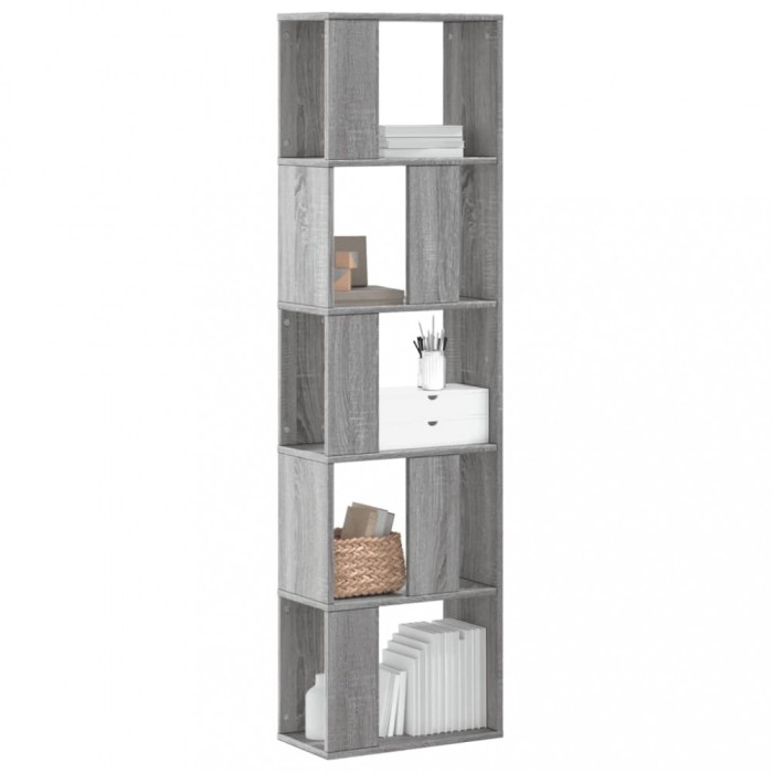 vidaXL Bibliotecă 5 niveluri gri sonoma 45x23,5x162,5cm lemn prelucrat 852785