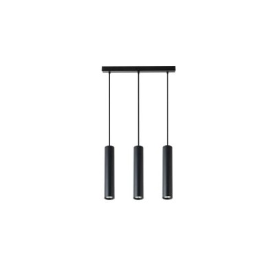 Lustra LED suspendata Keon, 3 pendule, LED GU10, cablu 70 cm, IP20, aluminiu si otel, cadru negru mat foto