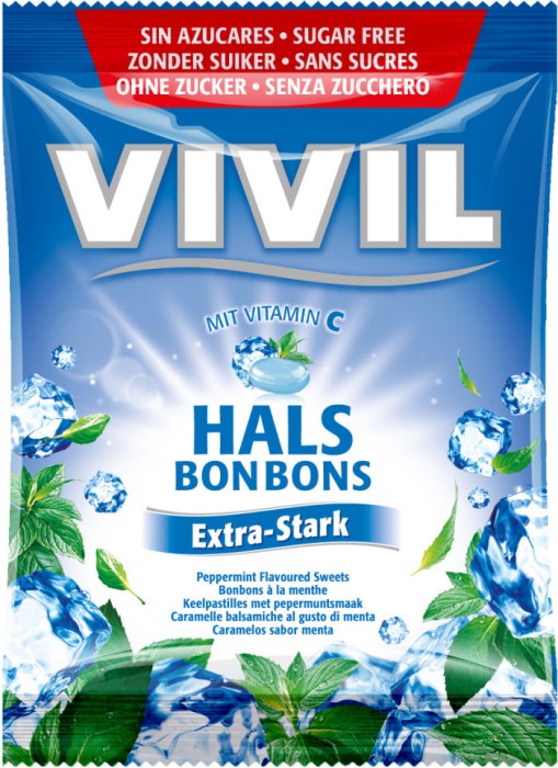 VIVIL BOMBOANE MENTA CU VIT.C FARA ZAHAR 60GR (EXTRA STARK)