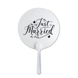 Evantai pentru mireasa, accesoriu pentru nunta, alb, Just Married