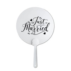 Evantai pentru mireasa, accesoriu pentru nunta, alb, Just Married