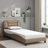 Cumpara ieftin Cadru de pat cu tăblie, cappuccino, 90x200 cm, piele ecologică