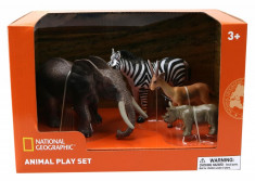 Set 4 figurine Mamut, Rinocer, Zebra, Antilopa National Geographic, 3 ani+ foto