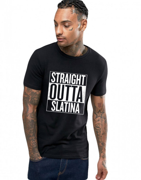 Tricou negru barbati - Straight Outta Slatina - 2XL