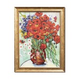 Tablou inramat pictat manual, Vaza cu margarete si maci - 45x35cm ulei pe panza reproducere Vincent van Gogh