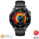 Smartwatch Huawei Watch GT 5, 46MM, Deep Tarnish Stainless Steel Case, Black Fluoroelastomer Strap