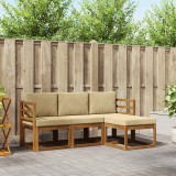 vidaXL Set de canapele de exterior cu pernă 4 pcs Natural și Bej 3366206