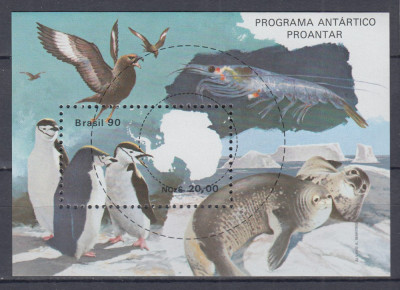 BRAZILIA 1990 FAUNA MARINA PROGRAMUL ANTARCTIC BRAZILIAN COLITA MNH foto