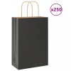 VidaXL Pungi de h&acirc;rtie 250 buc cu m&acirc;nere negre 21x11x31 cm 4101644