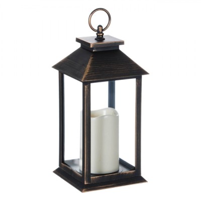 Felinar Suspendabil LED, Bronz Brushed, 14x14x30cm, Baterii AAA foto