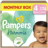 Scutece Pampers Harmonie, Maxi 4, 9-14 kg, pachet lunar de scutece, 174 buc
