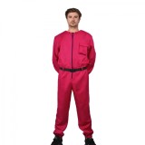 Cumpara ieftin Costum pentru adulti, Jocul Calamarului, rosu, centura inclusa, marimea L