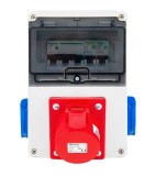 Tablou electric echipat cu o priza trifazica 32A 3P+N+E (legaturi cu MYF H07V-K 4mm &sup2; ), 2 prize monofazice schuko 16A (legaturi cu MYF H07V-K 2.5mm &sup2;