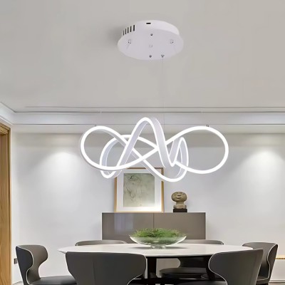 Lustra LED suspendata cu telecomanda INFINITY HALO, 138W, lumina Rece/Calda/Neutra, Dimabila, Alb, Inaltime Reglabila foto