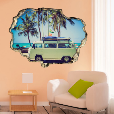 Sticker View Through The 3D Wall , Camper Van foto