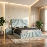 Pat Tapitat Leon Lemon Catifea Premium Cu Noptiere Tapitate Scrie-ne pentru detalii