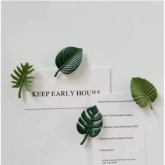 Set 4 magne&Egrave;i decorativi pentru frigider, design natural cu frunze, fixare puternic&Auml;, verde