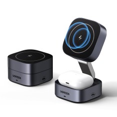 Ugreen - Wireless Charger 2in1 W526 (35278) - MagSafe, for iPhone, Apple Watch, AirPods, USB-C, Foldable, 25W, 3A, Qi2- Black