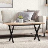 VidaXL Masă de cafea, cadru X, 90x40x45,5 cm, lemn masiv pin și Oţel
