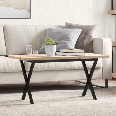 vidaXL Masă de cafea, cadru X, 90x40x45,5 cm, lemn masiv pin și Oţel 3282752 foto
