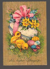 CPIB 19999 CARTE POSTALA - FELICITARE DE PASTE - PUI, OUA VOPSITE FLORI GERMANIA