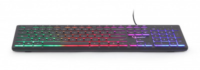 Tastatura cu fir Gembrid USB - KB-UML-01 iluminata (rainbow), conexiune USB foto