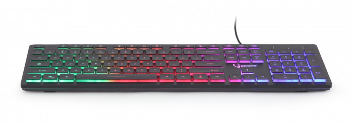 Tastatura cu fir Gembrid USB - KB-UML-01 iluminata (rainbow), conexiune USB