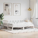 Cumpara ieftin Pat de zi cu extensie, alb, 90x190 cm, lemn masiv de pin