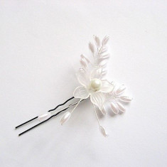 Ac mireasa floare si frunze, accesorii nunta, perle artificiale 27014