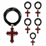 Cumpara ieftin Pachet 6 coliere maro-argintii 42,5 cm x 2 cu cruce 4,3 x 2,7 cm, 2 fete Iisus Hristos si Muntele Athos, IC XC NI KA, snur negru reglabil