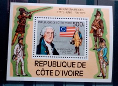 Coasta de fildes 1976 personalități George Washington bloc neștampilat foto