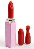 Vibrator Lipstick Sealed With A Kiss, 3 Capete Interschimbabile, Silicon, USB, Rosu