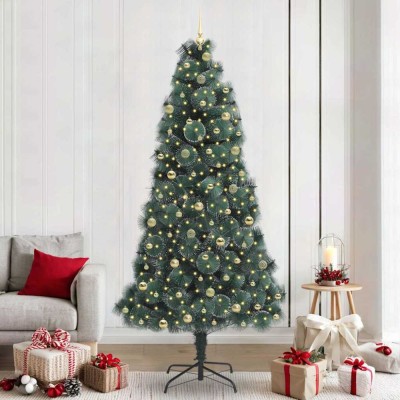 vidaXL Brad de Crăciun artificial pre-iluminat cu set de bile 240 cm 3396194 foto