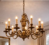 Boem candelabru antic de dimensiuni impresionante din bronz masiv