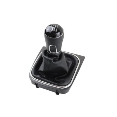 Nuca schimbator viteze cu manson, Emzone, Plastic/Piele ecologica, Compatibil cu VW, 6 viteze, Negru foto